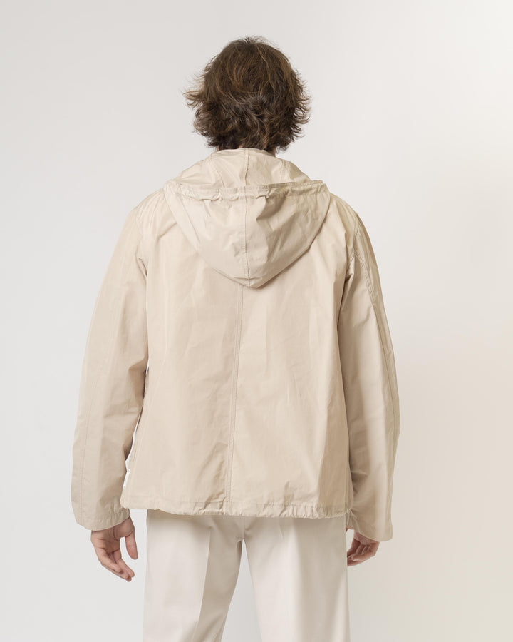 Giubbotto Nylon Cappuccio Beige 