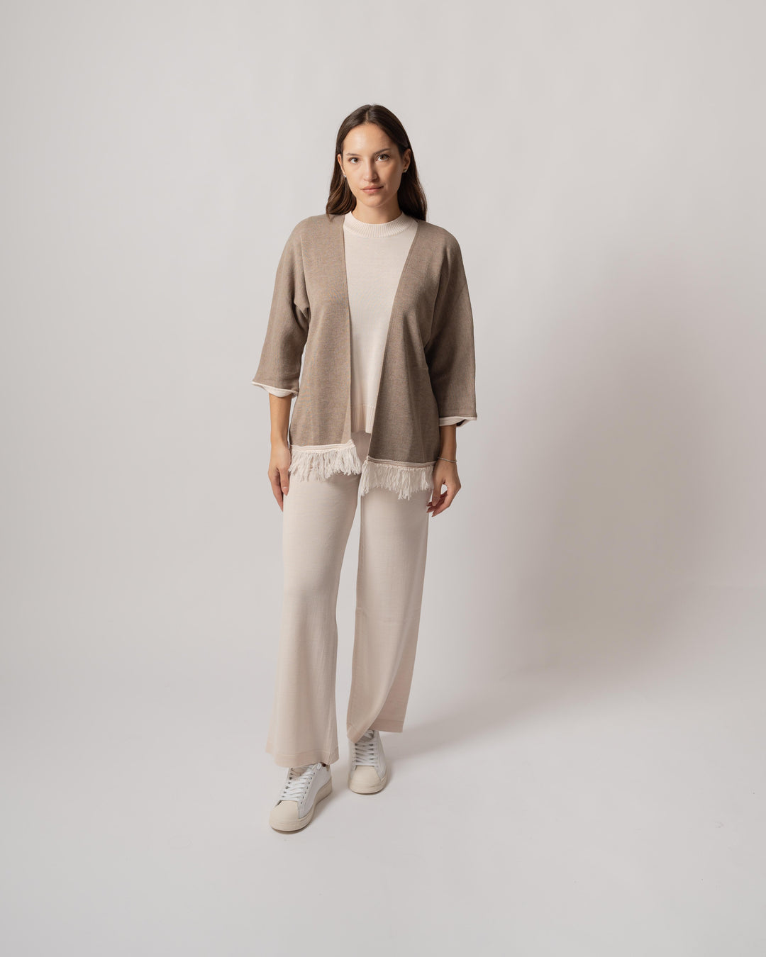 Giacca frange beige 