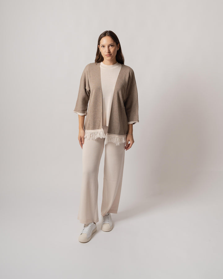 Giacca frange beige 