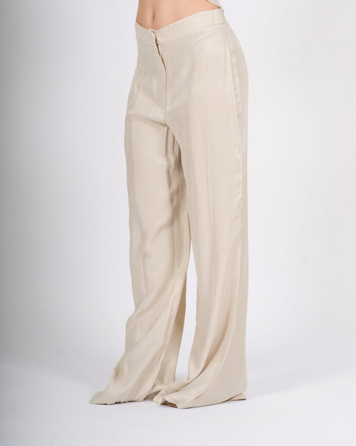 Pantalone Palazzo Silence Color beige in Cupro 
