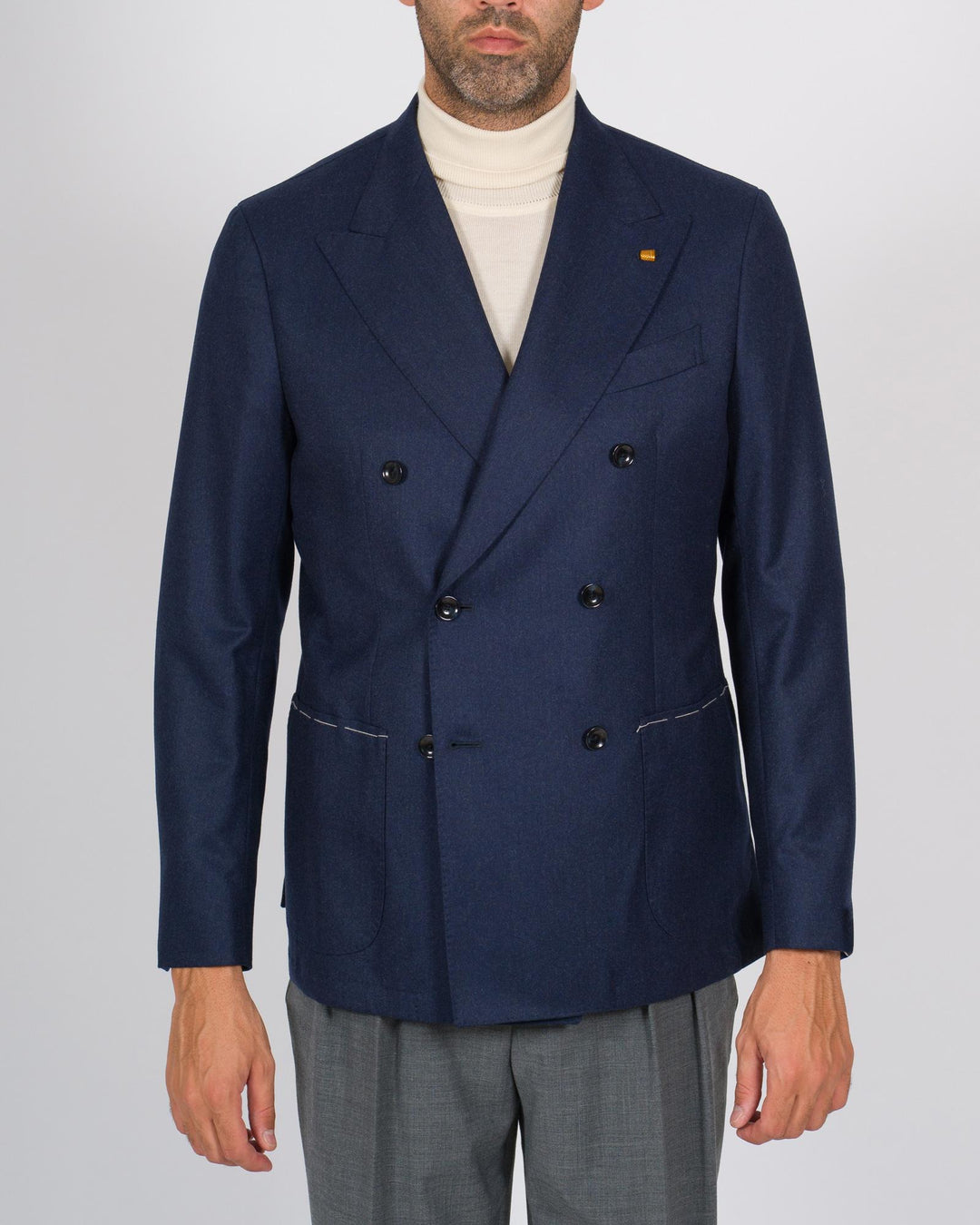 Giacca doppio petto in lana blu 