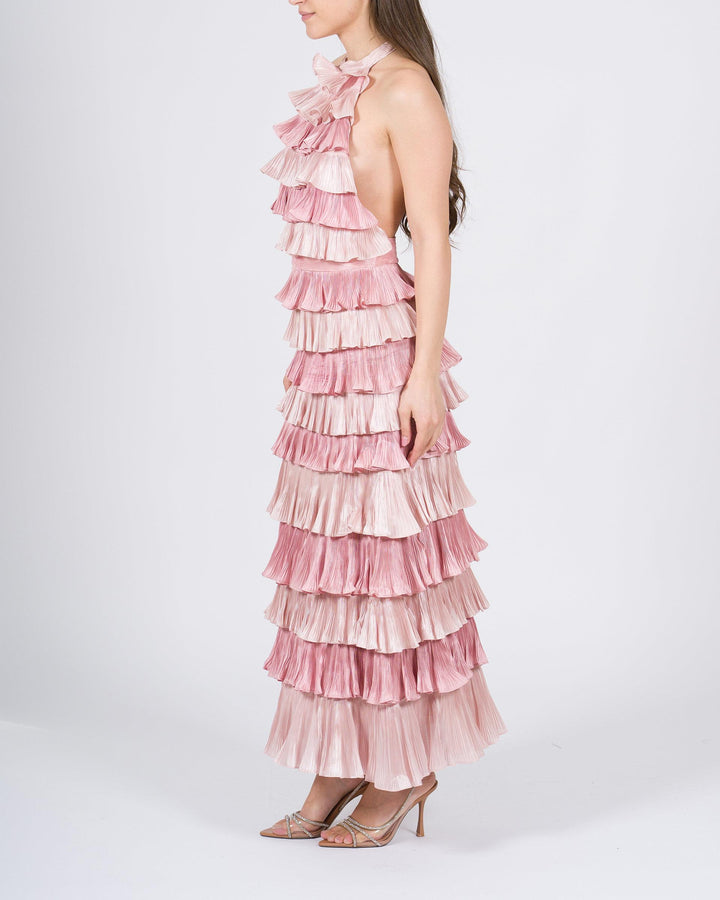 Abito Rosa Amosa con Balze 