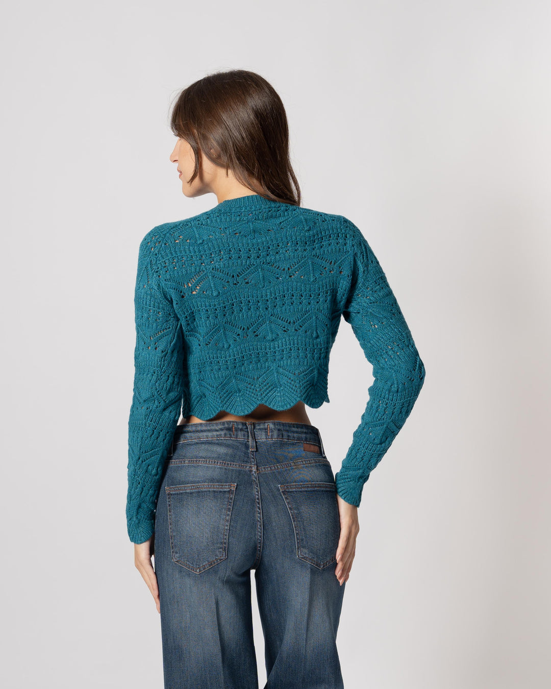 Maglia traforata ottanio 