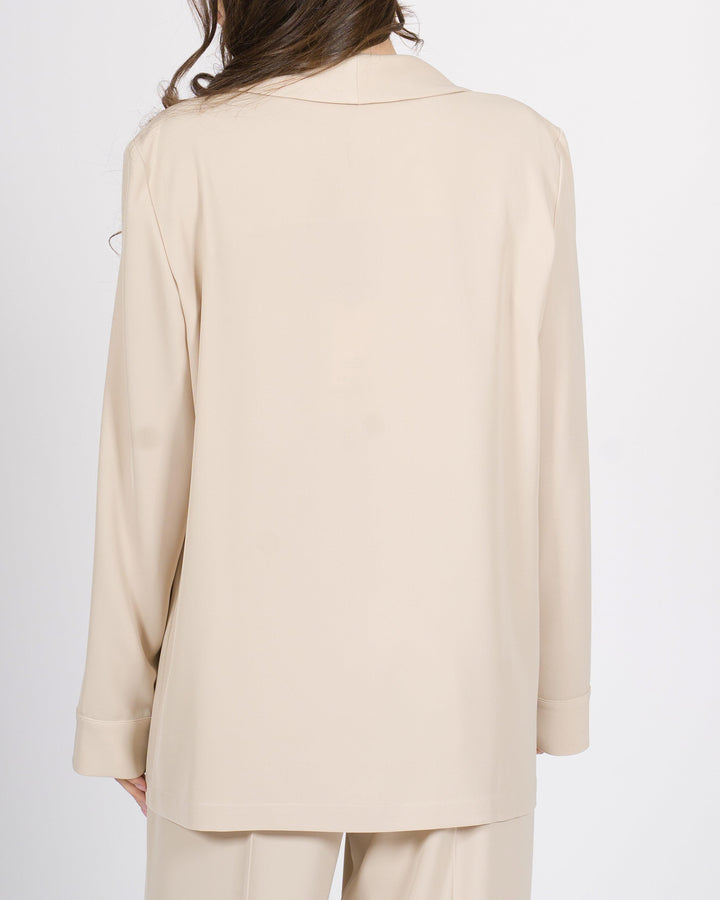 Giacca Silence beige monobottone con collo sciallato 