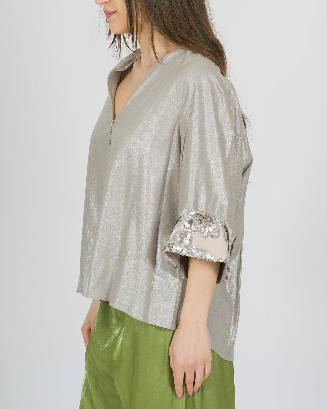 Blusa Access Grigia Brillantinata 