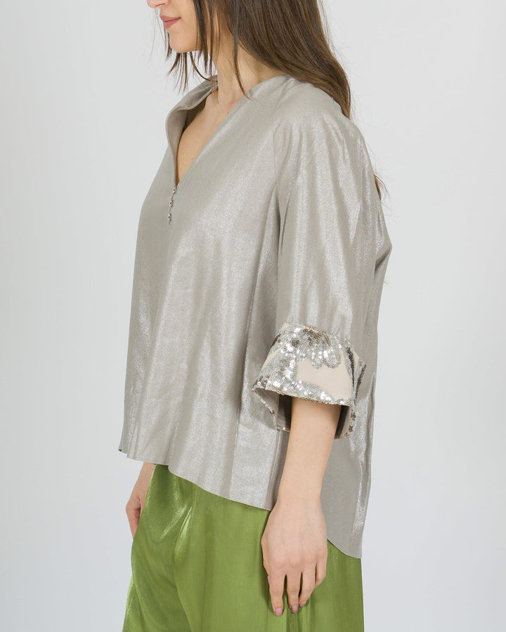 Blusa Access Grigia Brillantinata 