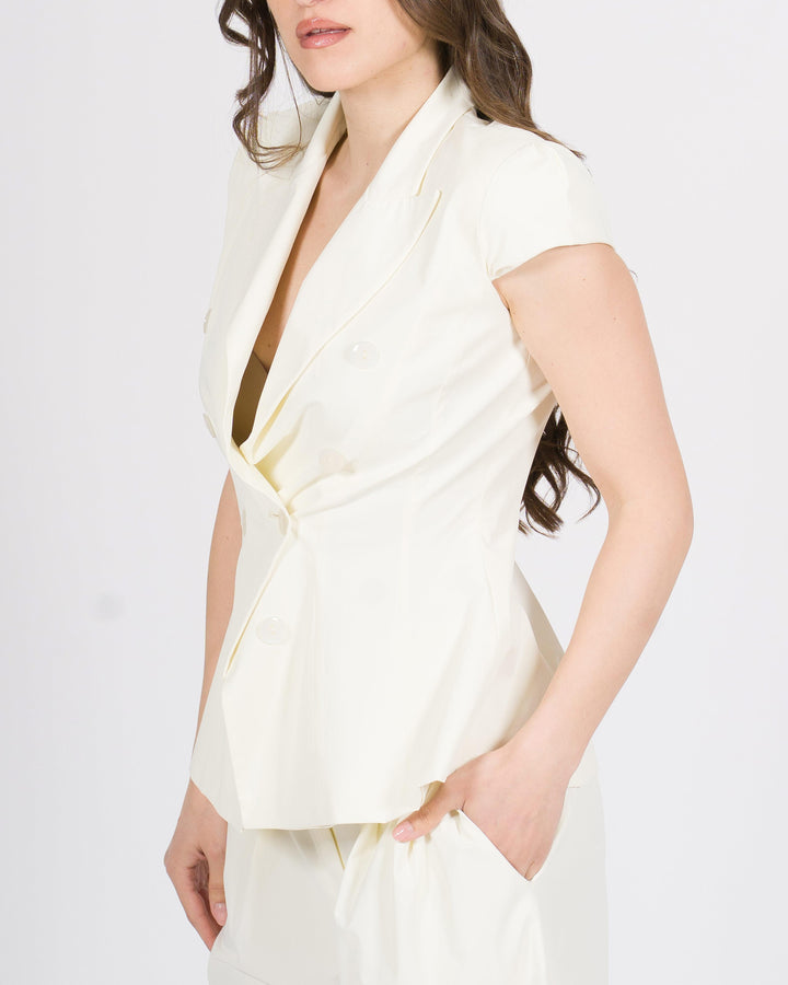 Giacca Silence bianca doppio petto slim fit in tessuto tecnico 