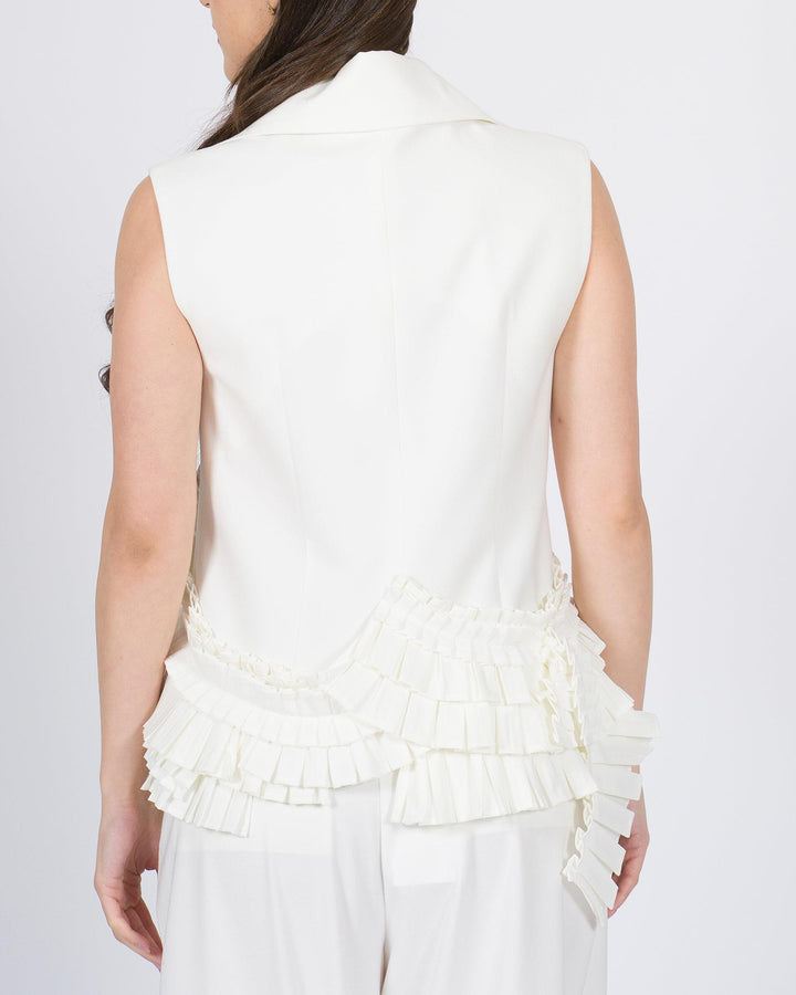 Gilet Meimeij bianco con dettagli rouge 