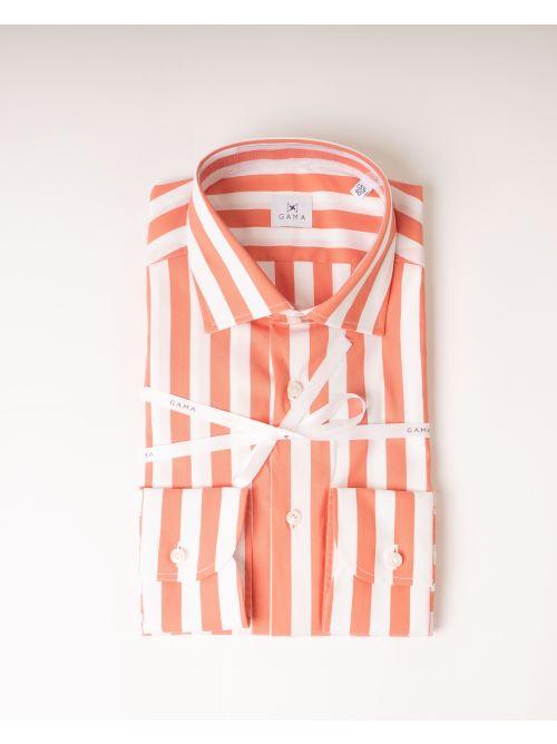 Camicia Riga Larga Cotone Arancio 