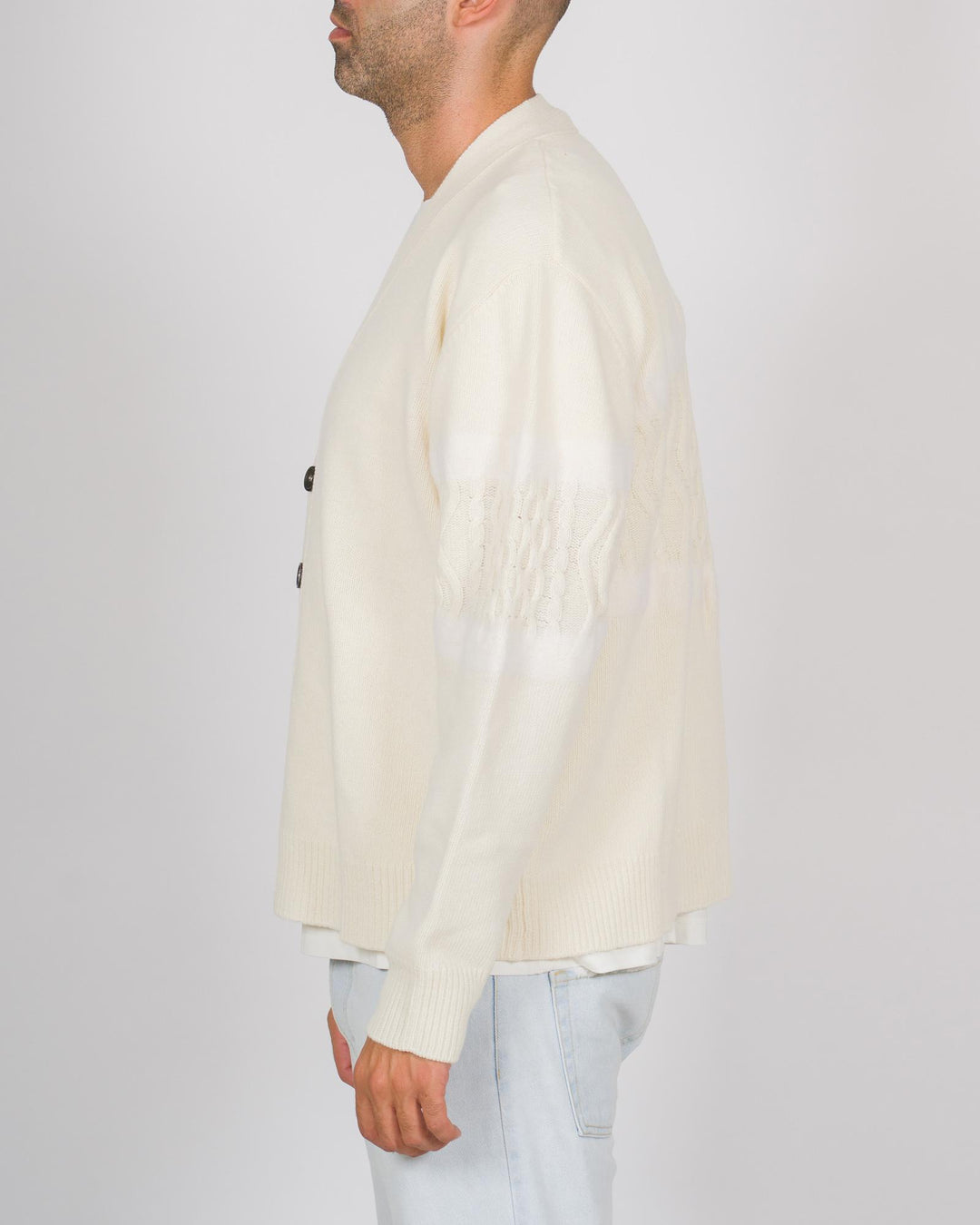 Cardigan lavorazione treccia panna 