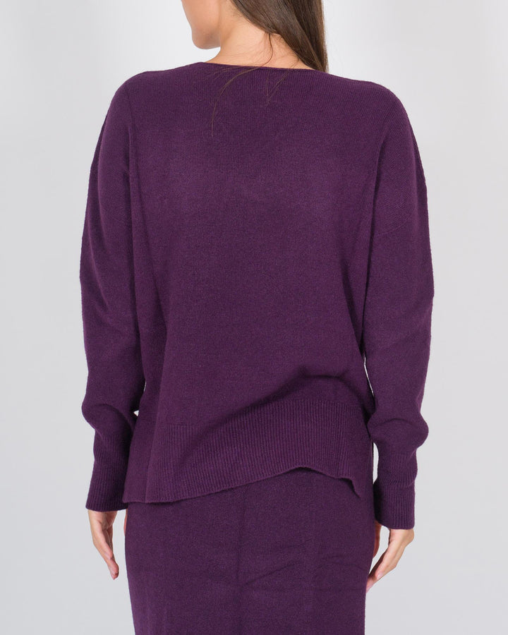 Maglia scollo a V viola 