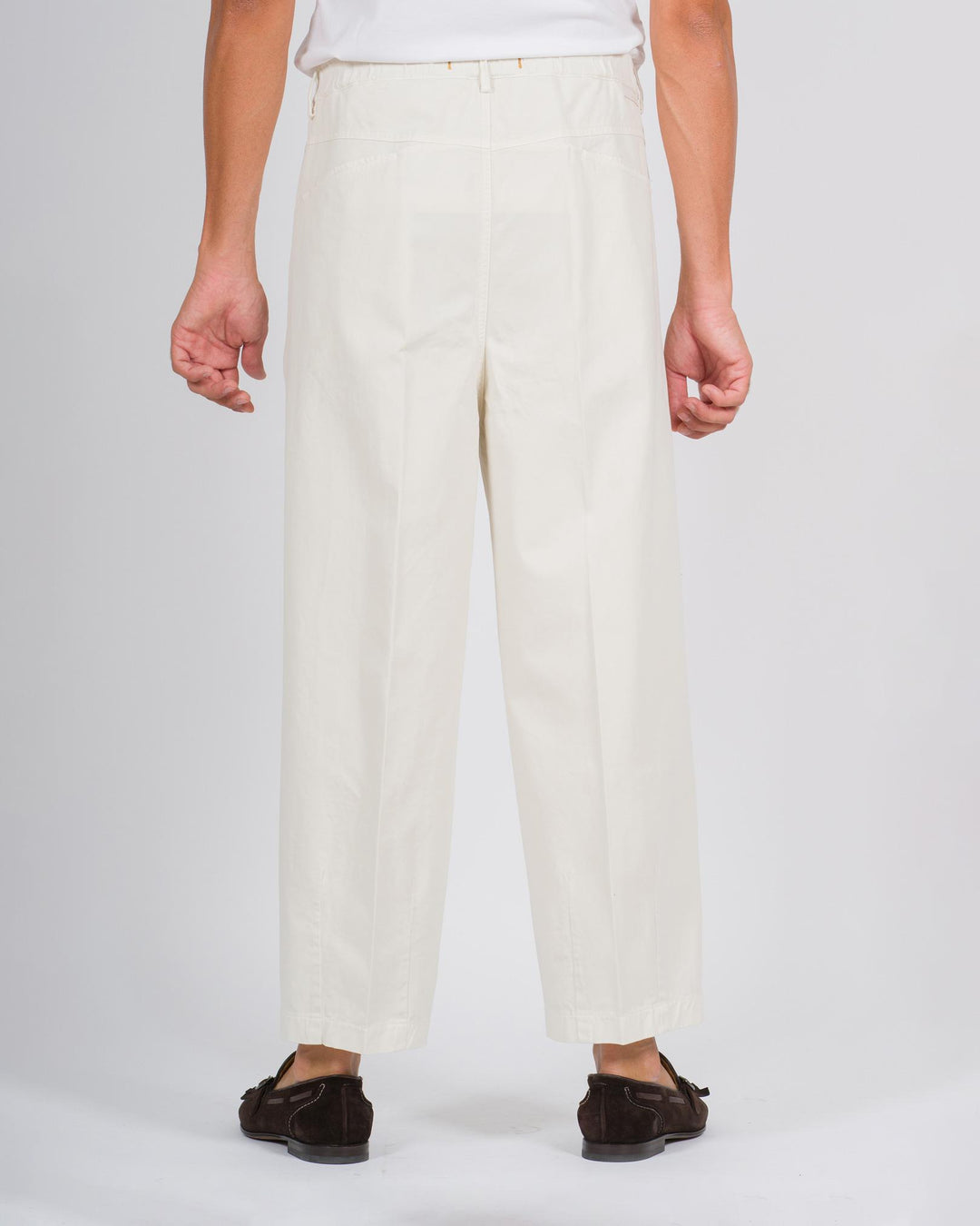 Pantalone Kochi in cotone gabardine panna 