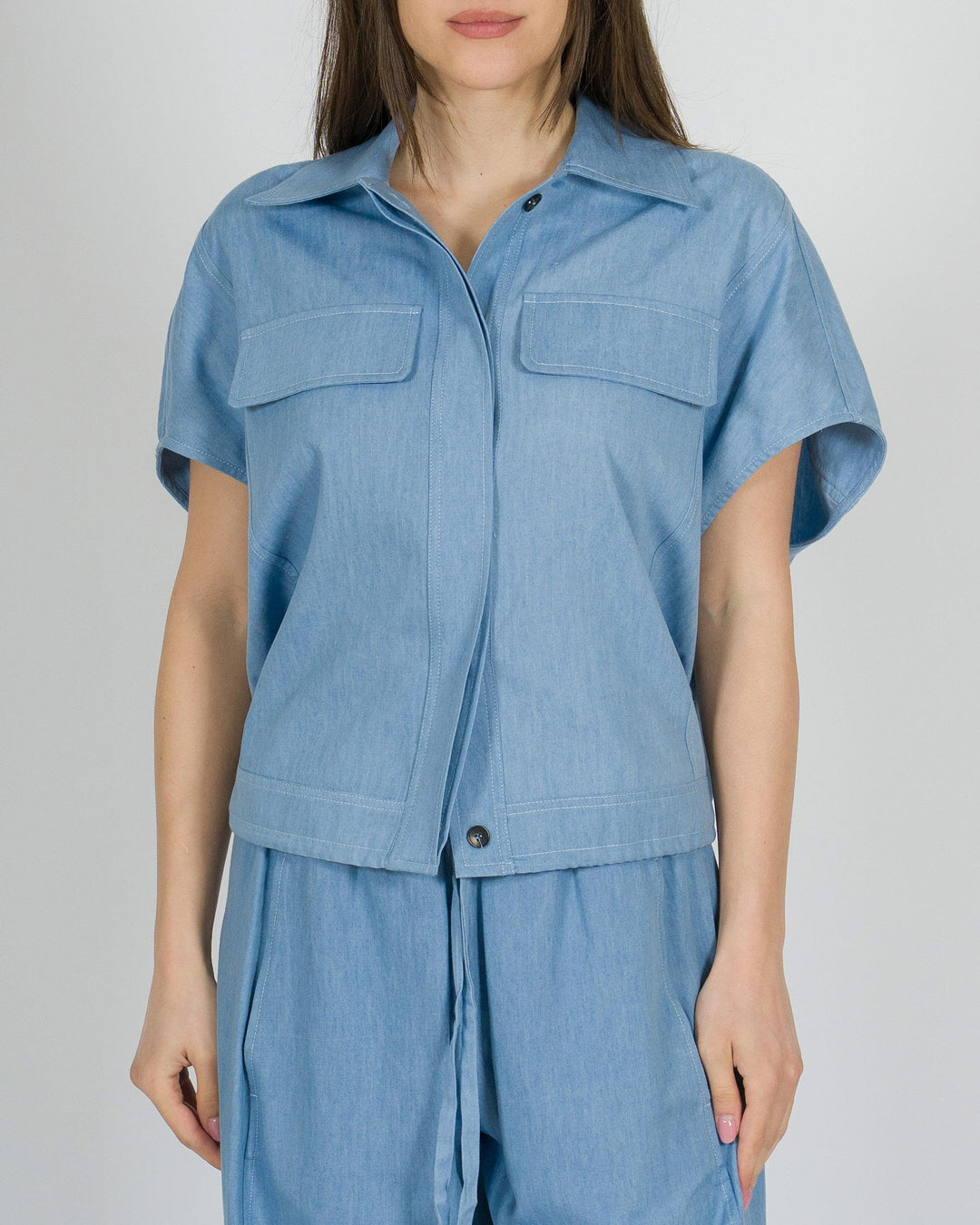 Camicia Meimeij azzurra effetto denim 