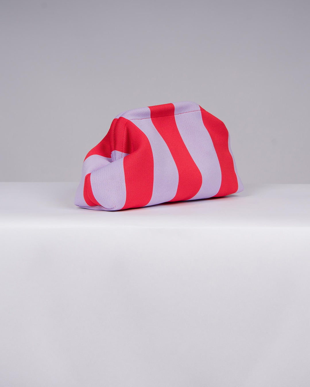 Borsa in Stoffa Rigata viola e rosso. 