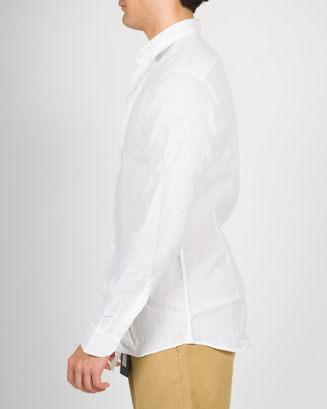 Camicia lino graffiato bianca 