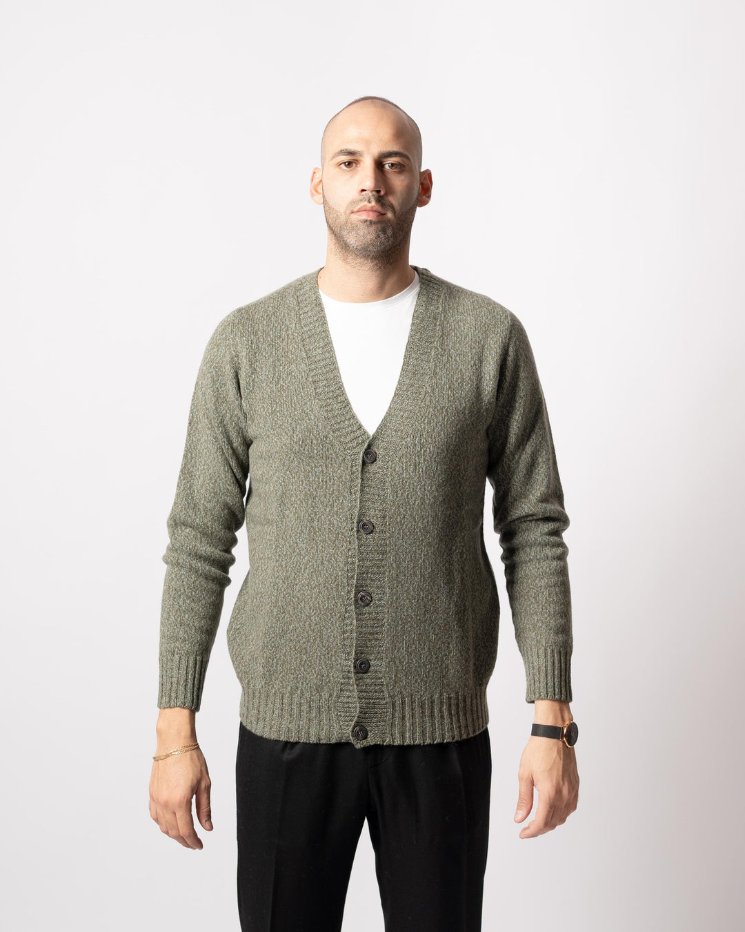 Cardigan Bottoni Mulinè Verde 