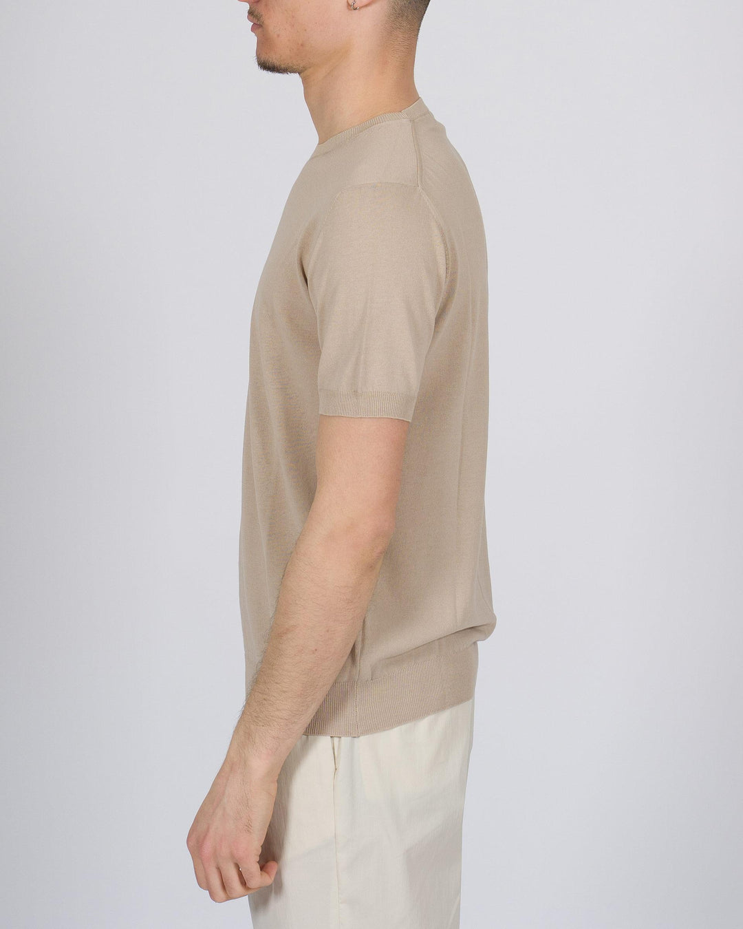 T-shirt crepe di cotone beige 