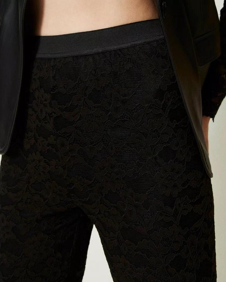 Leggings pizzo macramè nero<BR/> 
