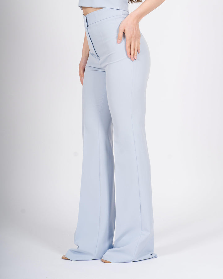 pantalone ventre piatto a zampa silence azzurro 