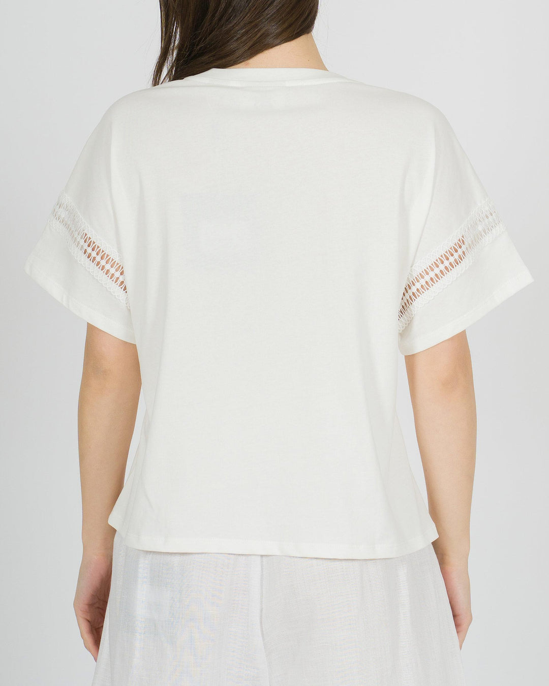 T-shirt bianca Amosa in viscosa con stampa 