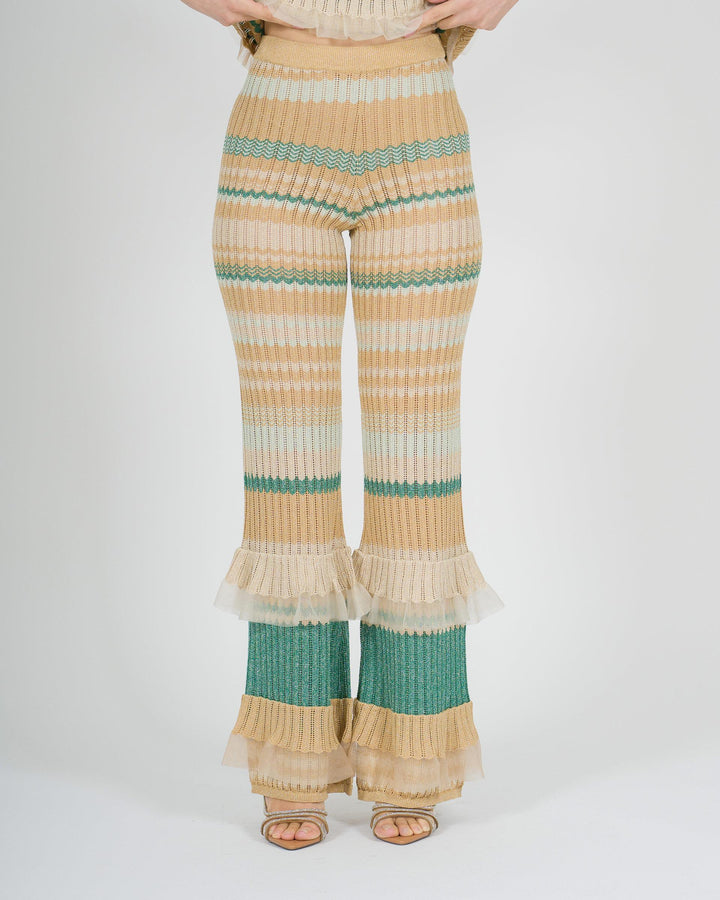 Pantalone amosa oro in maglia lurex 