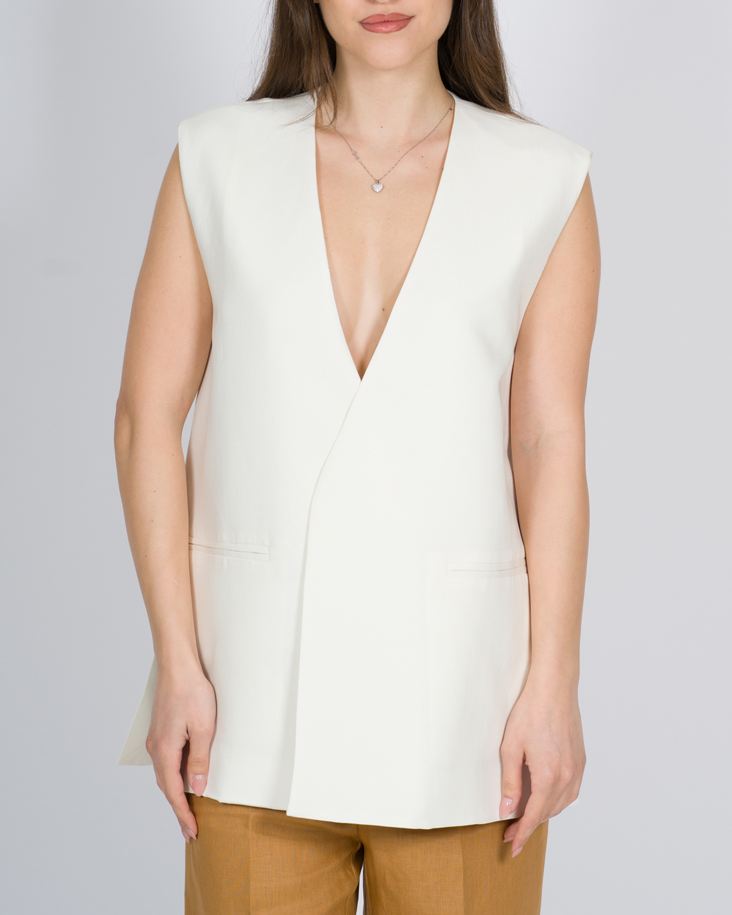 Gillet lino bianco 