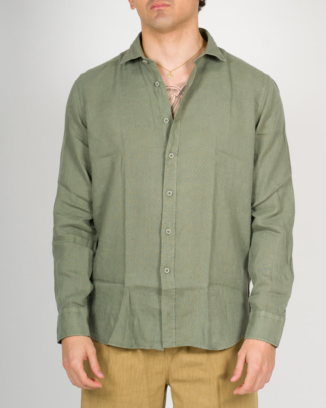 Camicia lino unito verde 