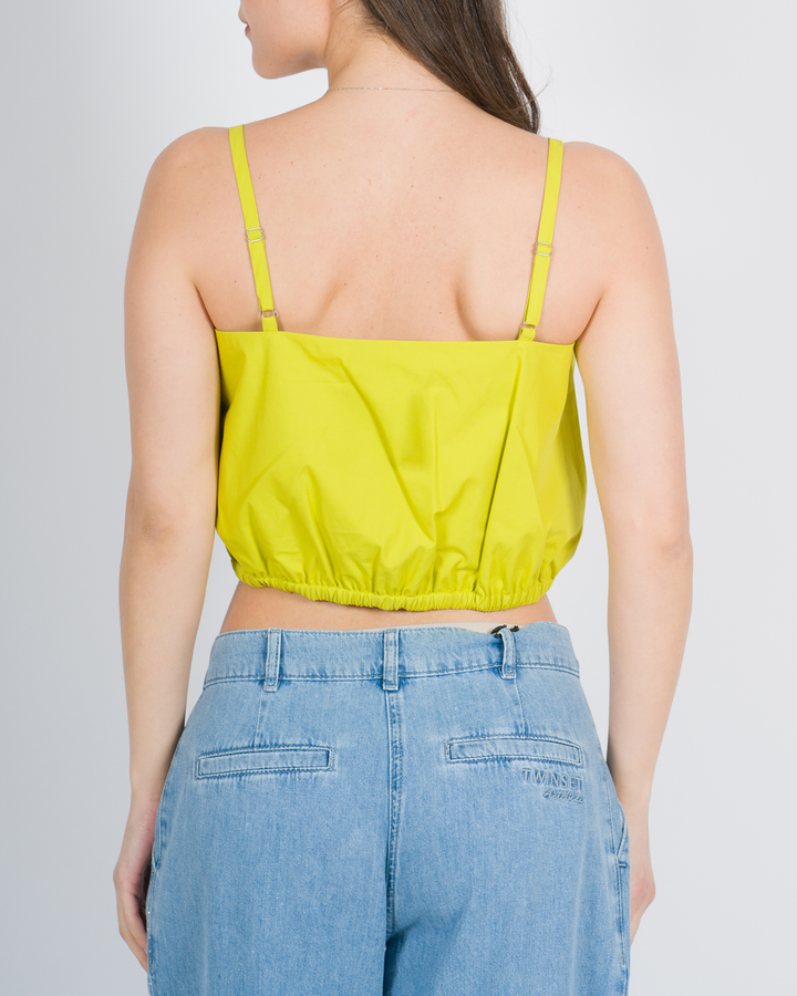 Top cropped in popeline citronella<BR/> 