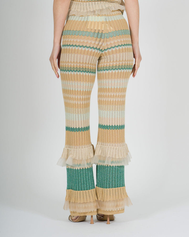 Pantalone amosa oro in maglia lurex 