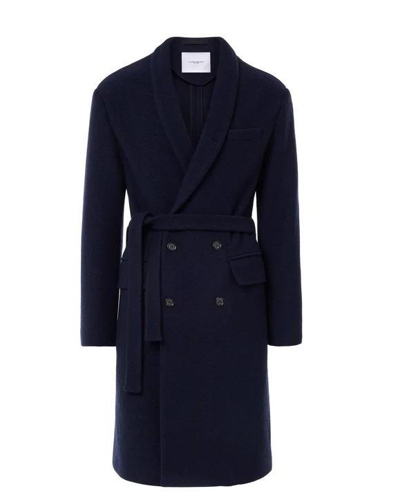 Cappotto Doppio Petto Scialle Blu Navy 