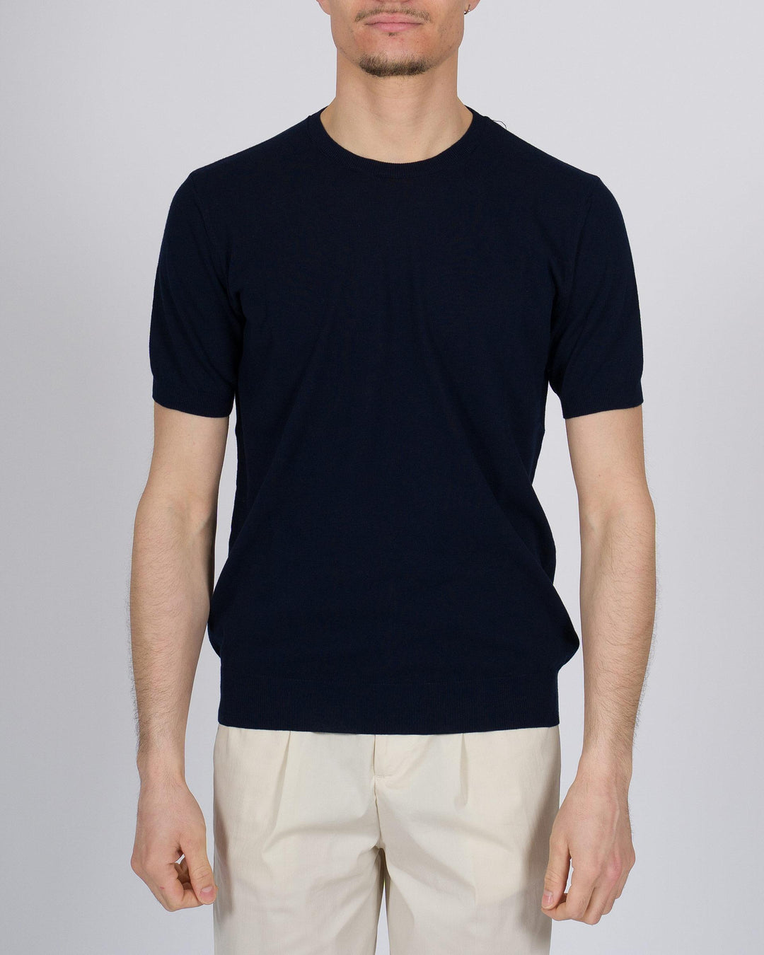 T-shirt crepe di cotone blu 