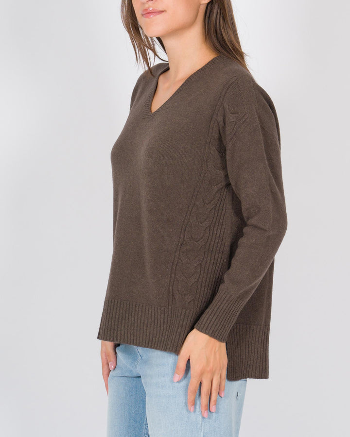 Maglia dettagli a treccia cacao 