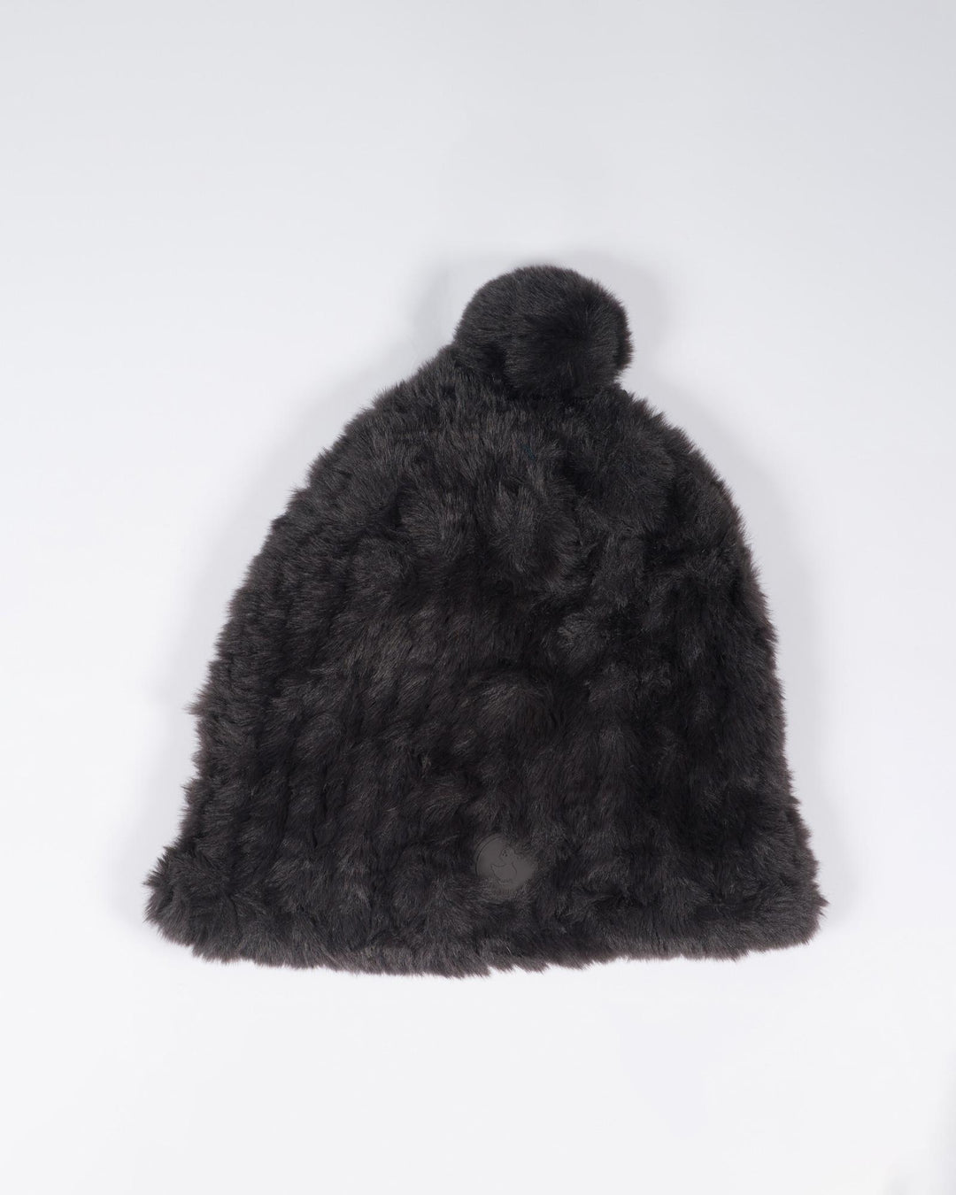 Cuffia in pelliccia pon-pon nera 