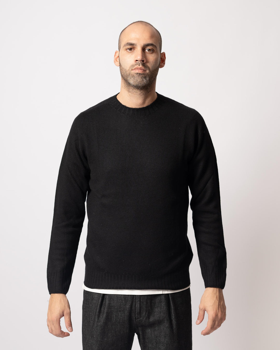 Maglia Collo Coste Nero 