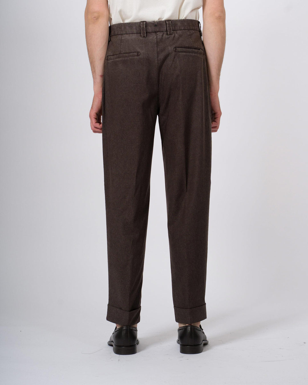 Pantalone Chiaia marrone in lana frosted 
