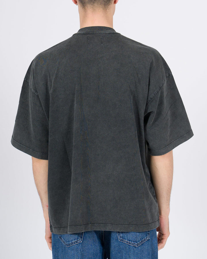 T-shirt over in cotone grigio marmorizzato 