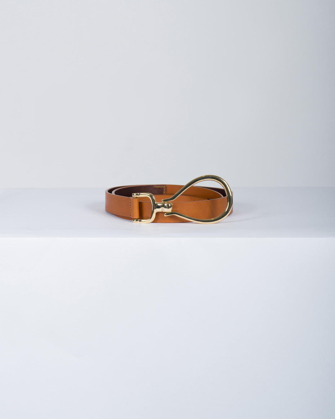 Cintura in pelle con logo cuoio 