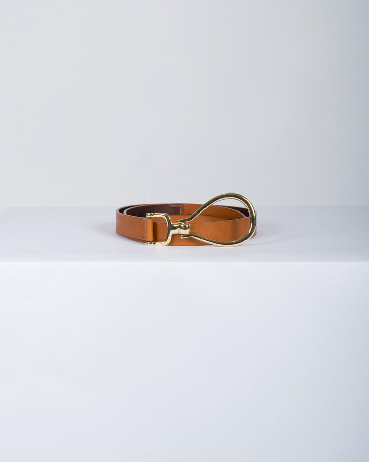 Cintura in pelle con logo cuoio 