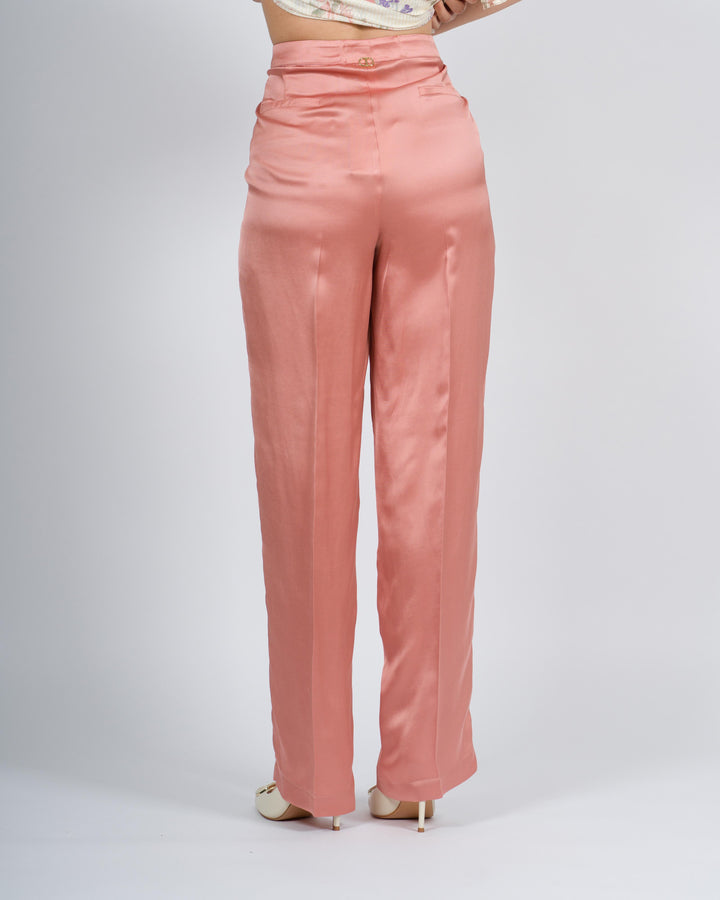 Pantaloni in envers satin rosa 