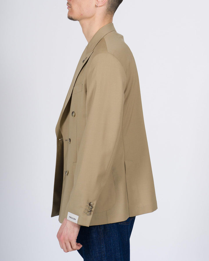 Giacca doppio petto in lana beige 