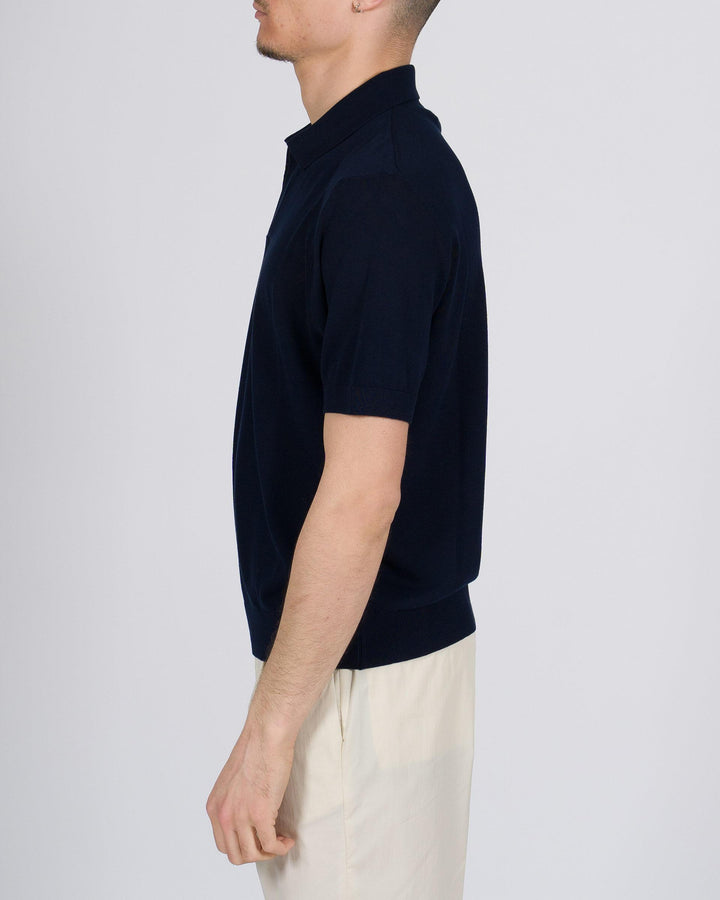 Polo skipper crepe di cotone blu 