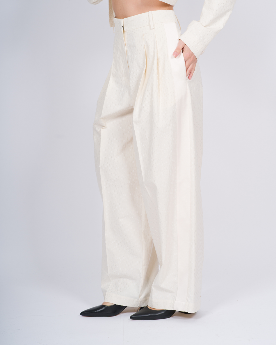MAXI PANTALONE JACQUARD PANNA<BR/> 