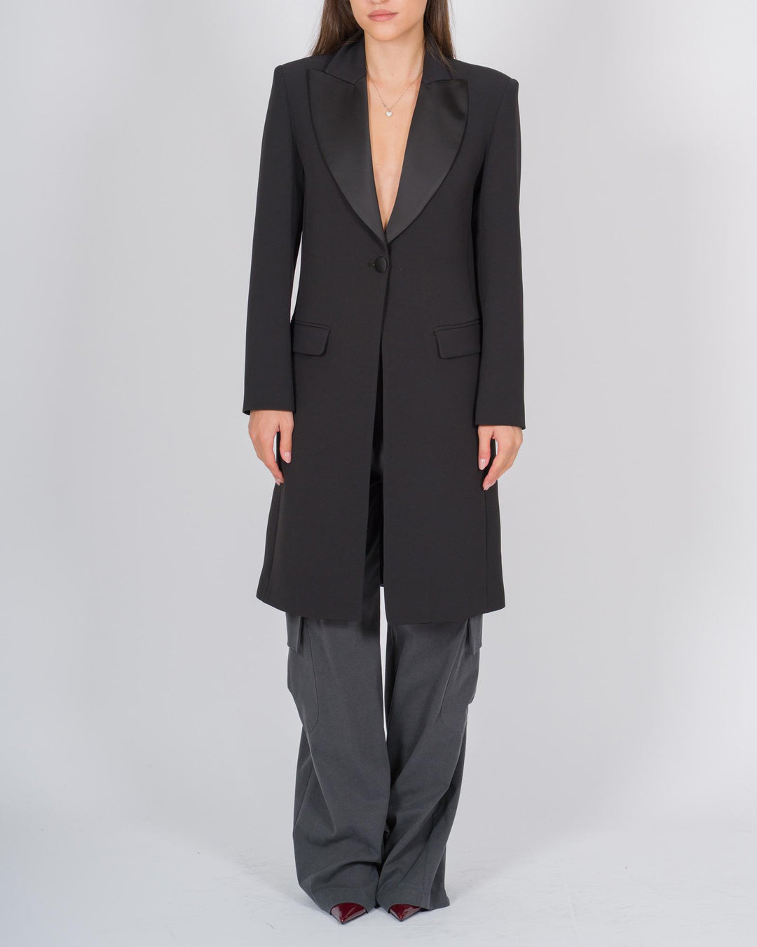 Cappotto lancia raso nero 