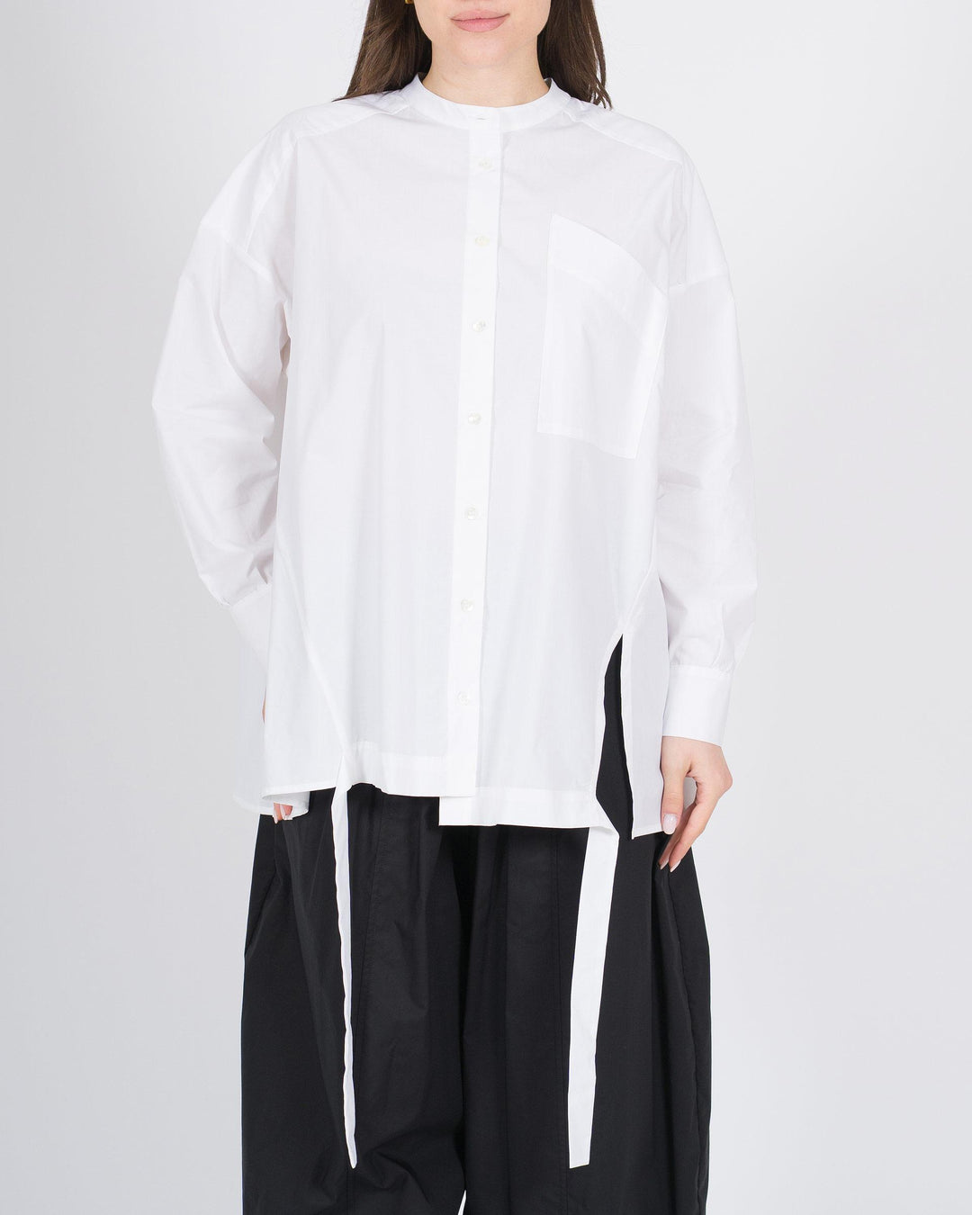 Camicia MEIMEJ  Cotone Larga Collo Pistagna bianca 