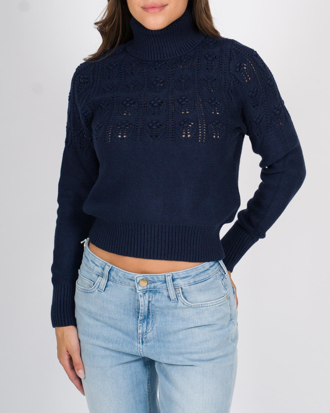 Pullover Dolcevita Traforato Blu 