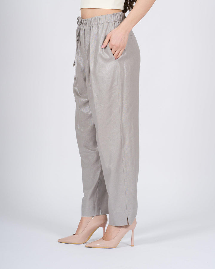 Pantaloni Access Argento con Elastico e Coulisse 