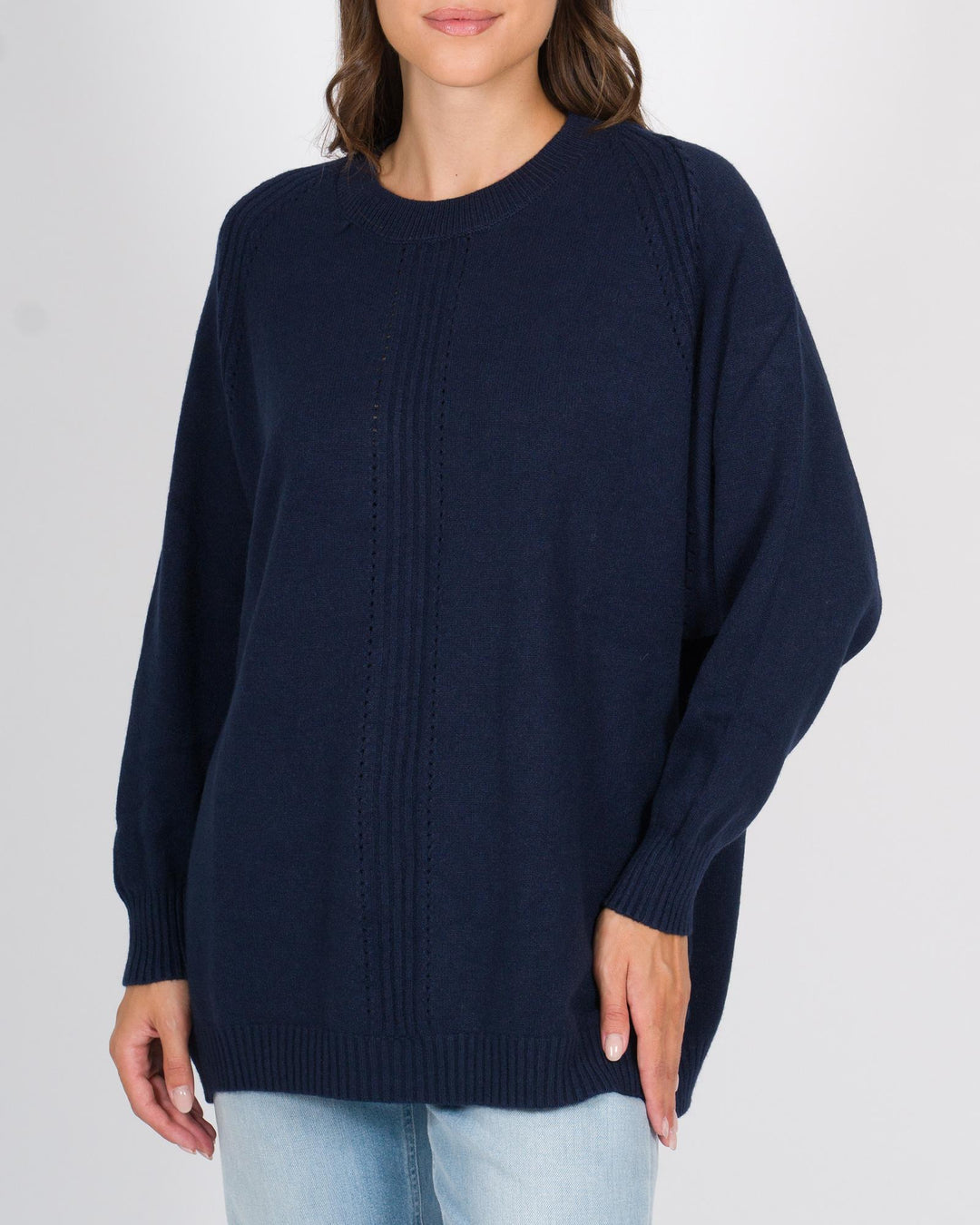 Maglia Over A coste Blu 