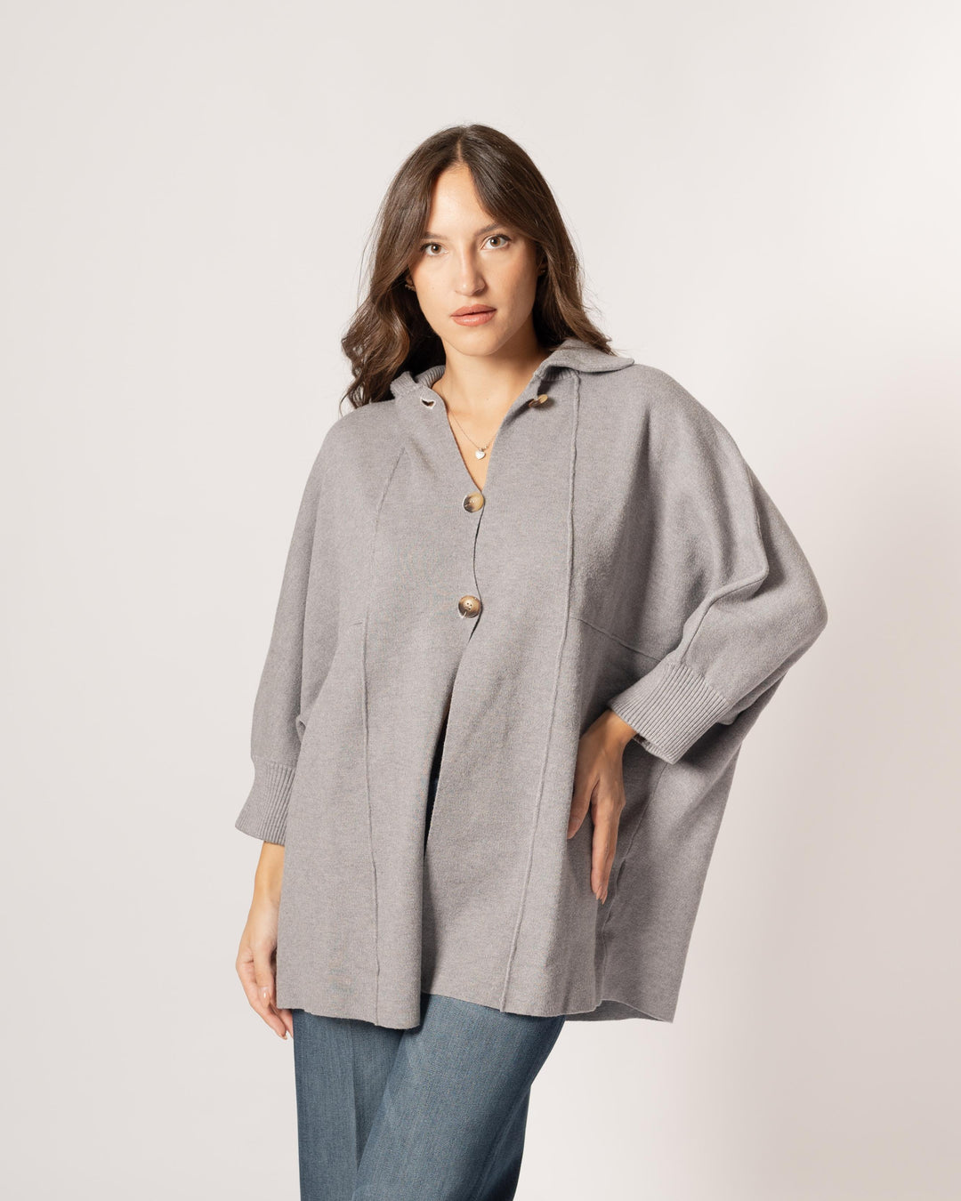 Cardigan polo grigio 