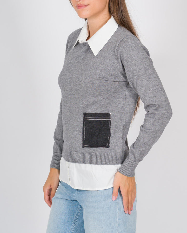 Maglia colletto camicia grigio 