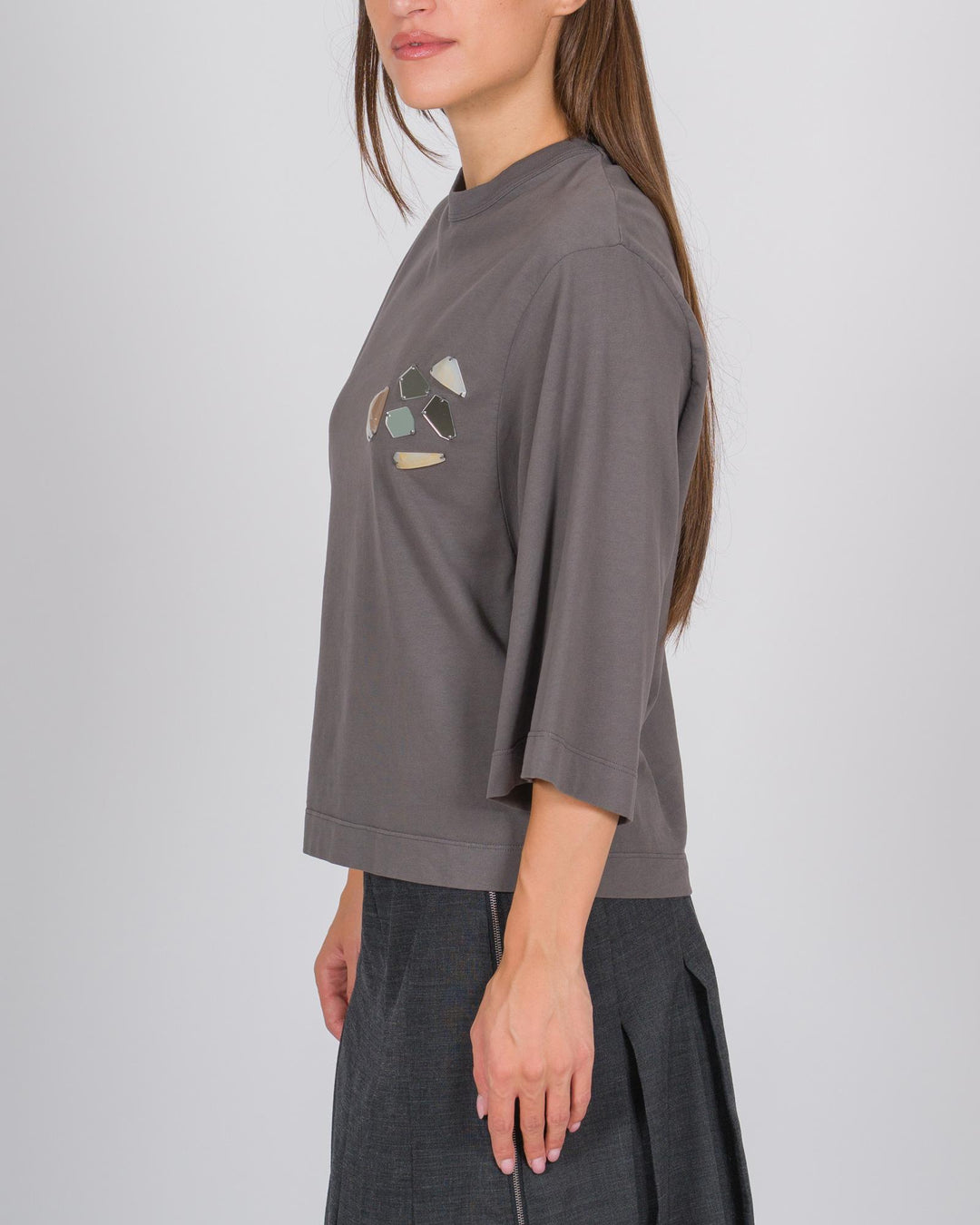 Overshirt cropped applicazioni antra 